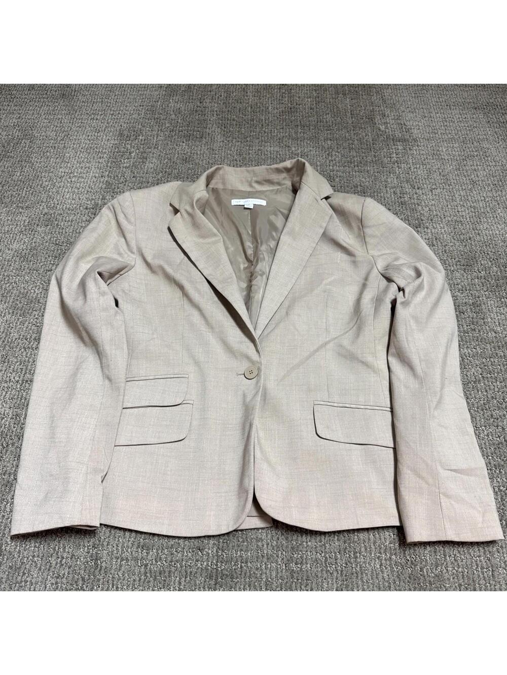 New York & Company Blazer Jacket Beige Long Sleeve Women’s Size 18